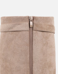 Anais Taupe Microfibre Foldover Buckle Detail Heeled Boots