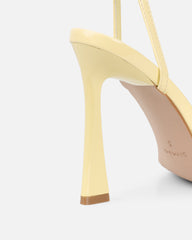 Apple Butter Yellow Patent Flared Heeled Sandals