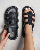 Berri Black Chunky Footbed Sliders