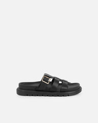 Berri Black Chunky Footbed Sliders