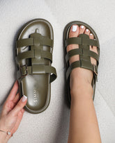 Berri Khaki Chunky Footbed Sliders