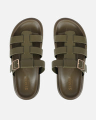 Berri Khaki Chunky Footbed Sliders