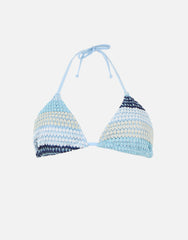 Bleu Textured Triangle Bikini Top In Blue