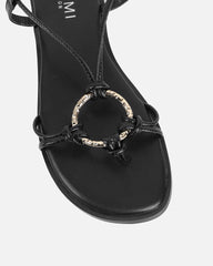 Bari Black Tie Up Gold Detail Sandals