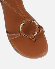 Bari Tan Tie Up Gold Detail Sandals