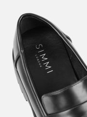 Bran Black Chunky Penny Loafers