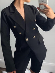 Blazer Slim Buttoned Solid Mid-Length Blazer