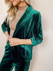 Blazers Lapel Velvet OL Slim Long Sleeve Blazer
