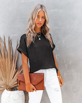 Bond Short Sleeve Satin Blouse