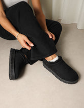Emmy Black Faux Suede Micro Flatform Boots