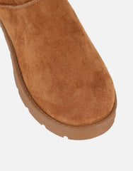 Emmy Chestnut Faux Suede Micro Flatform Boots