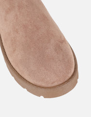 Emmy Mocha Faux Suede Micro Flatform Boots