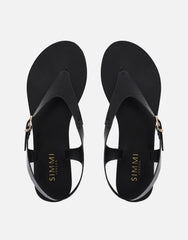 Kendall Black Toe Post Flat Sandals