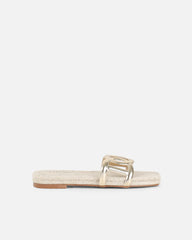 Carlos Gold Mirror Woven Flat Sandals