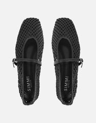 Cecilia Black Woven Mesh Ballet Flats