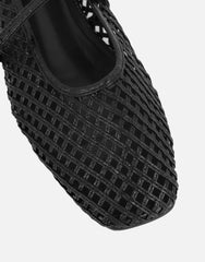 Cecilia Black Woven Mesh Ballet Flats