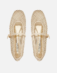 Cecilia Gold Metallic Woven Mesh Ballet Flats