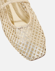 Cecilia Gold Metallic Woven Mesh Ballet Flats