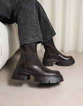 Perez Brown Sock Chunky Ankle Boots