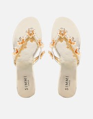 Carissa Gold Mirror Embellished Flat Sandals