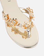 Carissa Gold Mirror Embellished Flat Sandals