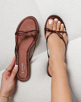 Char Chocolate Satin Bow Sandals