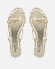 Char Gold Metallic Bow Sandals