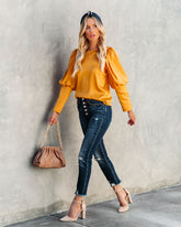 Centerpiece Satin Statement Blouse - Gold
