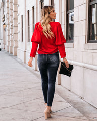 Centerpiece Satin Statement Blouse - Red