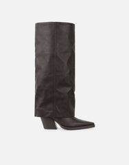 Kiarra Brown Western Foldover Heeled Boots