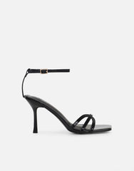 Meela Black Patent Heeled Sandals