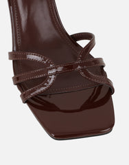 Meela Brown Patent Heeled Sandals