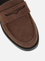 Dime Brown Suede Penny Loafers