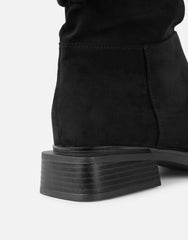 Amrose Black Suede Ruched Heeled Boots