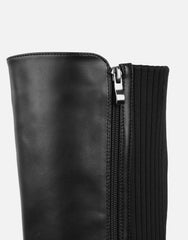 Dilly Black Knee High Buckle Detail Sock Boots