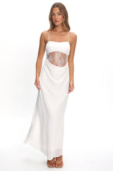 These Days Backless Lace Waist Maxi Dress White