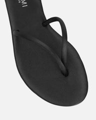 Elmas Black Satin Toe Post Sandals