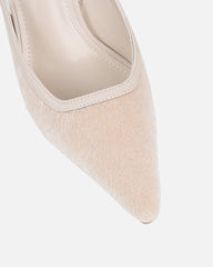 Exmoor Beige Plush Slingback Courts
