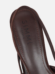 Stallone Brown Suede Buckle Detail Slingback Court Shoes