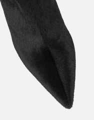 Harvie Black Faux Pony Hair Heeled Ankle Boots