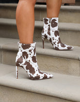 Harvie Cow Print Heeled Ankle Boots