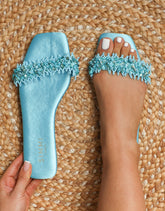 Hatty Blue Slip On Flat Sandals