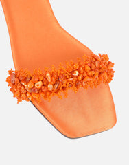 Hatty Orange Slip On Flat Sandals