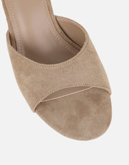 Iris Beige Suede Wedge Mules