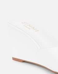 Iris White Wedge Mules