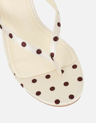 Emeriee Butter Cream Polka Toe Post Wedge Sandals