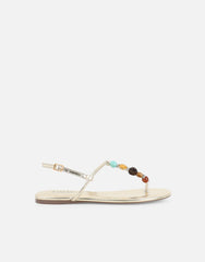 Isha Gold Metallic Beaded Flat Sandals