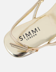 Isha Gold Metallic Beaded Flat Sandals