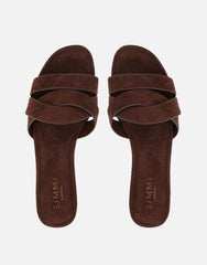 Jade Brown Suede Crossover Flats Sandals
