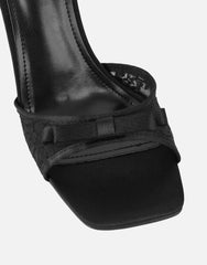 Janeena Black Lace Bow Detail Heeled Sandals